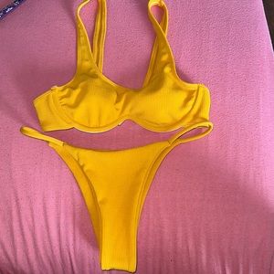 Yellow thong bikini